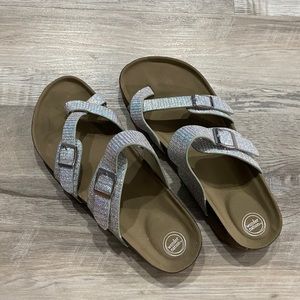 Sparkly silver sandals